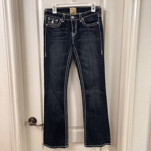 LA Idol USA Size 9 Women's Rhinestones Denim Blue Jeans Y2K 90's Think Stitch